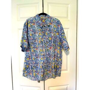 Alan Flusser Men's XL Paisley Short Sleeve Button-Up Shirt Casual